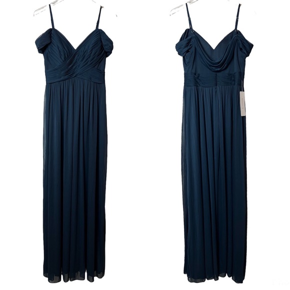 NWT Azazie Aja Dark Navy Bridesmaid Maxi Dress Size A8 - Picture 4 of 14